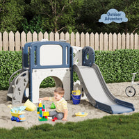 Toboggan Garvee 8 en 1 pour tout-petits, avec échelle et panier de basket, stable et sécurisé, en PEHD, pour le jardin et le salon, couleurs vives.