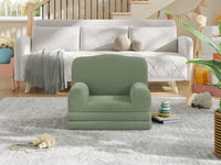 Fauteuil-canapé enfant Garvee en sherpa réversible avec housse lavable, motif couronne, idéal pour la salle de jeux et la chambre d'enfant. Léger, confortable et pliable.