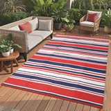 Garvee Tapis Extérieur Réversible 9x12 Coloré en Paille Plastique, Antidérapant, Résistant UV, Portable pour Camping et Jardin - Rayures géométriques