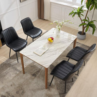 Ensemble de 2 chaises de salle à manger Garvee, chaises modernes en similicuir, assise rembourrée, pieds en métal, pour cuisine et restaurant, noires