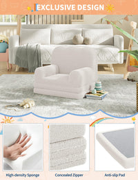 Canapé-lit convertible 2 en 1 Garvee pour enfants, avec mousse et revêtement Sherpa doux, blanc ondulé, idéal pour la salle de jeux