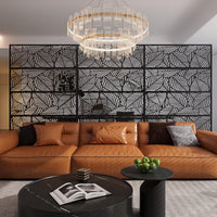 Garvee Paravent métallique 180 × 117 cm, noir, tous temps et à la rouille, Design moderne et géométrique, Idéal jardin/terrasse