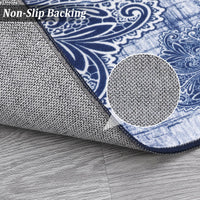 Tapis lavables Garvee, doux et antidérapants, pour salon, chambre ou salle à manger, 120 x 170 cm, bleu