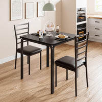 Ensemble table et chaises 3 pièces Garvee pour 2 personnes, plateau en MDF, gain de place, stable, idéal pour la cuisine et la salle à manger, design moderne, noir