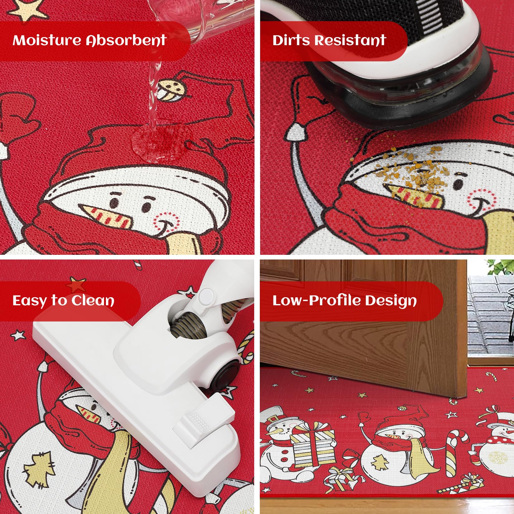 Tapis de cuisine Garvee Christmas, 2 pièces, antidérapant, motif bonhomme de neige, pour cuisine, salle à manger, couloir, 40 x 60 + 40 x 120 cm