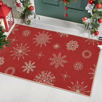 Tapis de porte Garvee à motif flocon de neige de Noël 40x60cm antidérapant pour intérieur/extérieur, Joyeux Noël, matériau durable, décoration festive