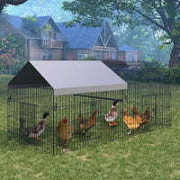 Poulailler Garvee 100x218x100cm – Acier galvanisé avec 2 compartiments et 4 portes pour poules et lapins