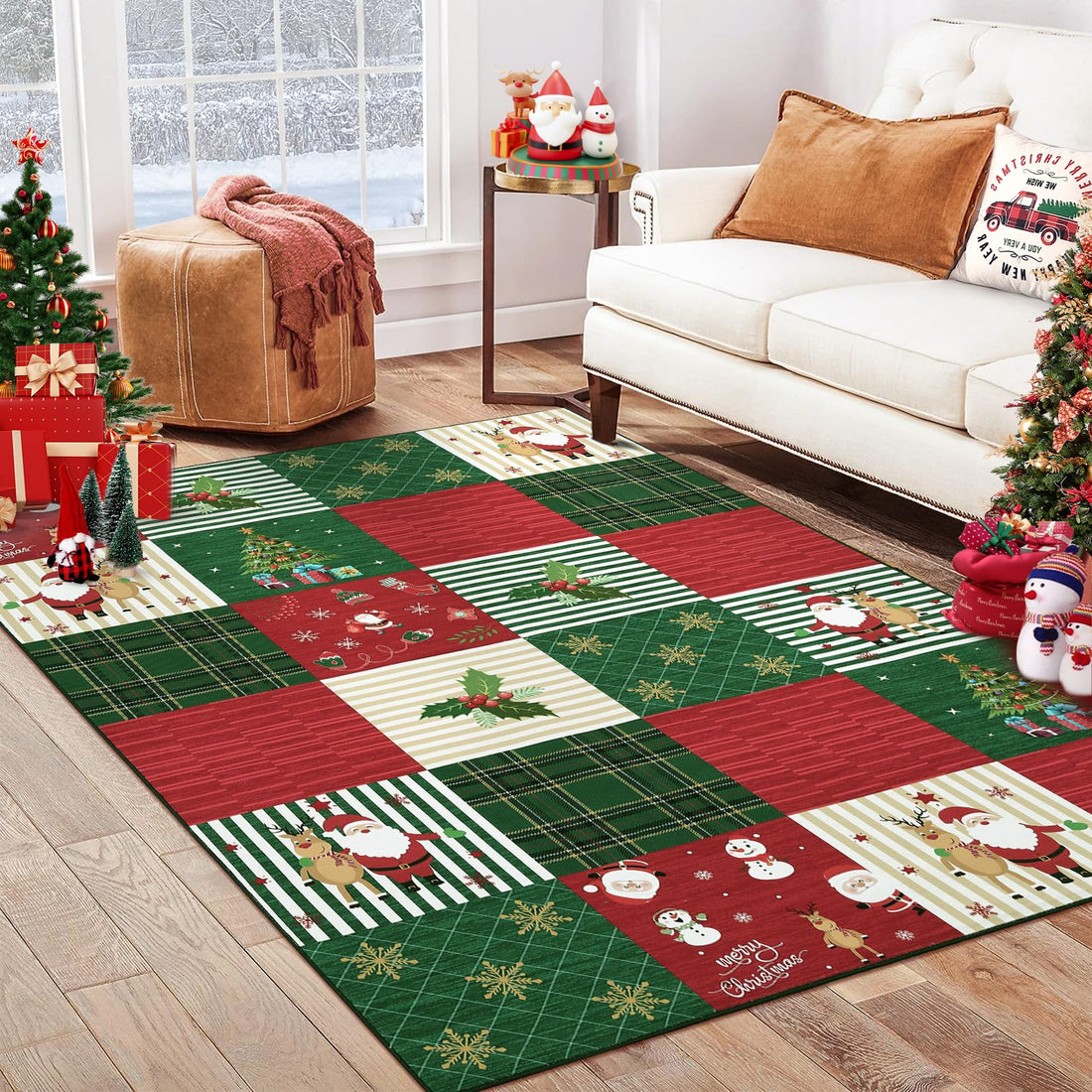 Garvee Alfombra Salon 100 % polyester polaire 200 g avec revêtement antidérapant TPR pour Noël 80 x 150 cm Nuit Magique