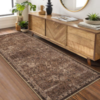 Garvee Vintage Teppich 80 x 150 cm Rutschfest Waschbar Boho Teppich Für Wohnzimmer Schlafzimmer Esszimmer Rotbraun