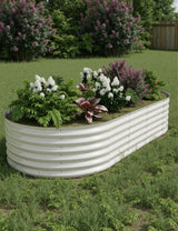 Garvee bac de jardin surélevé galvanisé 2,4 × 1,2 × 0,5 m beige, résistant à la rouille, montage facile, acier galvanisé, jardin extérieur - Beige