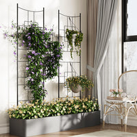 Treillis métallique Garvee en 2 pièces pour plantes grimpantes, 190 x 51 cm, antirouille, revêtement en poudre, 4 panneaux, noir, pour terrasse et jardin.
