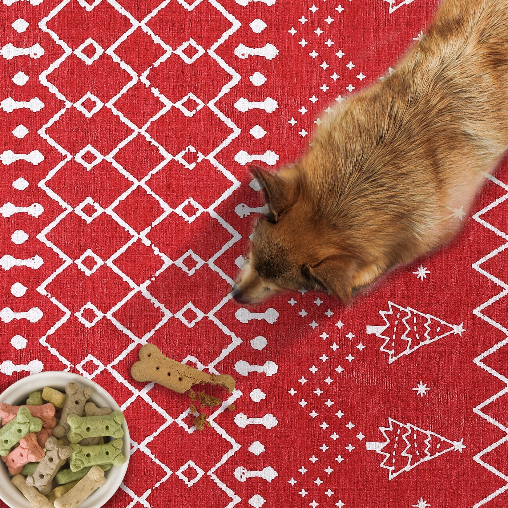 Tapis de Noël Garvee, antidérapant, lavable, résistant aux taches et à l'eau, pour la cuisine, l'entrée, la chambre, la buanderie, en polyester doux.