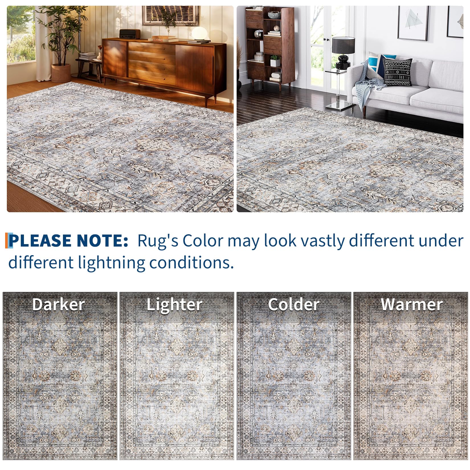 Tapis Garvee Pearl Fleece, 100 % polyester, pliable et lavable, pour salon et cuisine, 60 x 230 cm, bleu