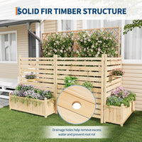 Clôture d'extérieur Garvee 33 x 40 pouces, en bois avec jardinière intégrée, idéale pour terrasse et jardin. Résistante aux intempéries, robuste et autoportante. Bois naturel.