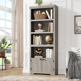 Garvee Bibliothèque 5 Étagères Avec Portes, MDF Robuste, Salon Et Bureau, 175,3 cm, Design Élégant - Gris