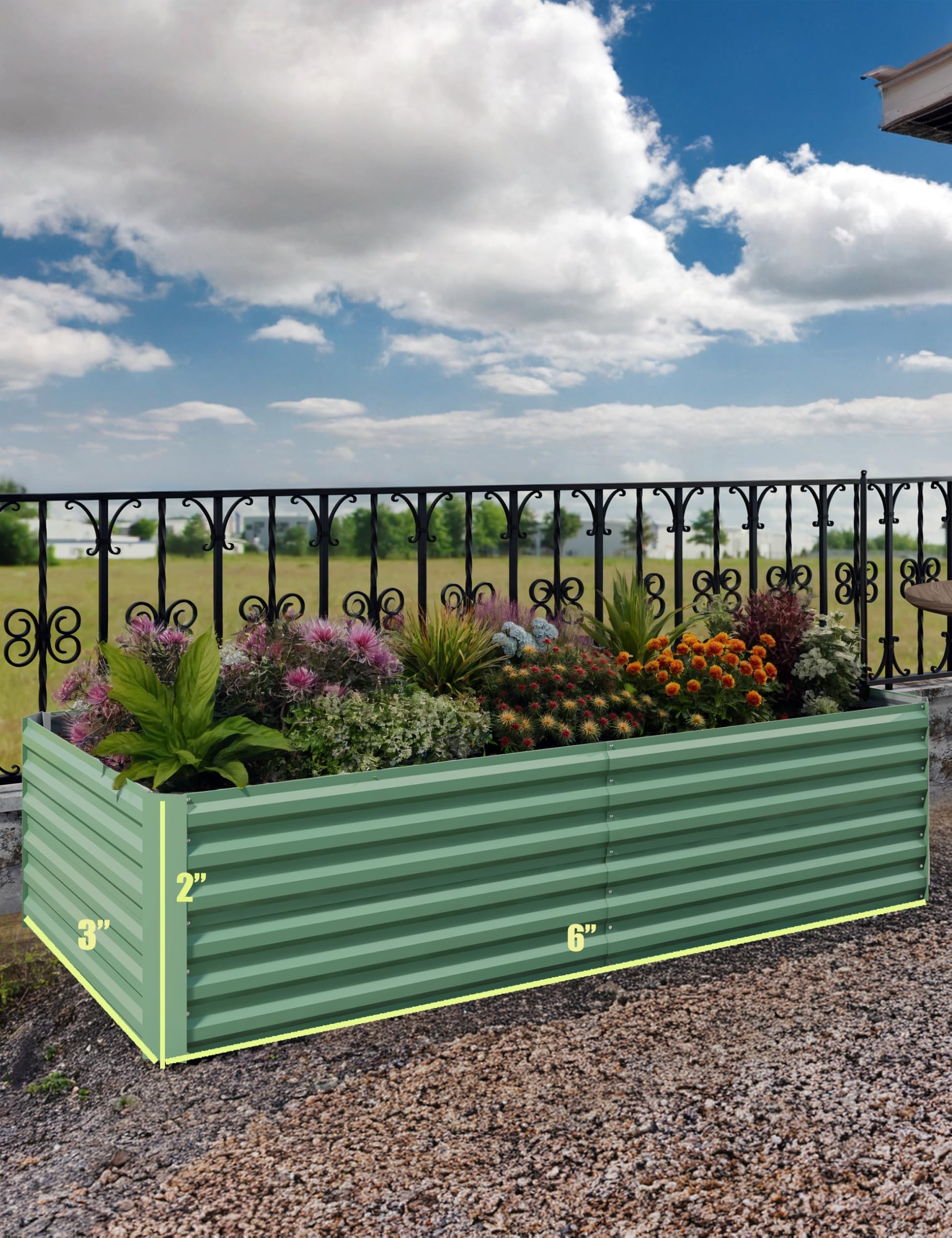 Potager surélevé galvanisé Garvee 180 x 90 x 60 cm avec renforts en X pour jardin extérieur, hauteur 60 cm, acier 0,6 mm, fond ouvert
