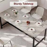 Table de salle à manger rectangulaire Garvee pour 6 à 8 personnes, structure robuste en MDF et acier, style industriel, gris rétro, idéale pour les salles à manger et les grands espaces.