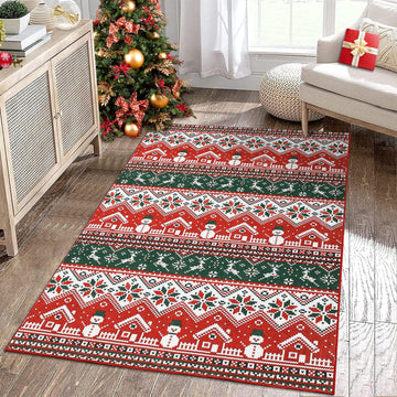 Tapis de Noël Garvee lavable en machine, motif bonhomme de neige, antidérapant, pour salon, 120 x 170 cm, multicolore