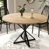 Garvee Table À Manger Ronde 119, 4 cm Pour 4-6, Base Piédestal K, MDF Épais, Style Ferme, Pieds Réglables, Cuisine Et Salle À Manger - Chêne