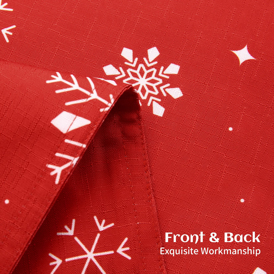 Garvee Nappe de Noël à motif flocons de neige simples, antitache, blanche, décoration de table festive, 137 × 274 cm, 33 × 137 cm