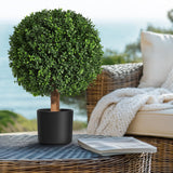 Ensemble d'arbres artificiels en buis Garvee de 61 cm (24 pouces), résistant aux UV, réaliste, en polyéthylène, pré-assemblé avec pot en ciment, pour entrée et terrasse, vert