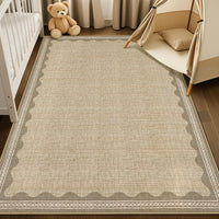 Tapis de salon moderne Garvee 120 x 170 cm, lavable, antidérapant, à poils courts, coloris lin