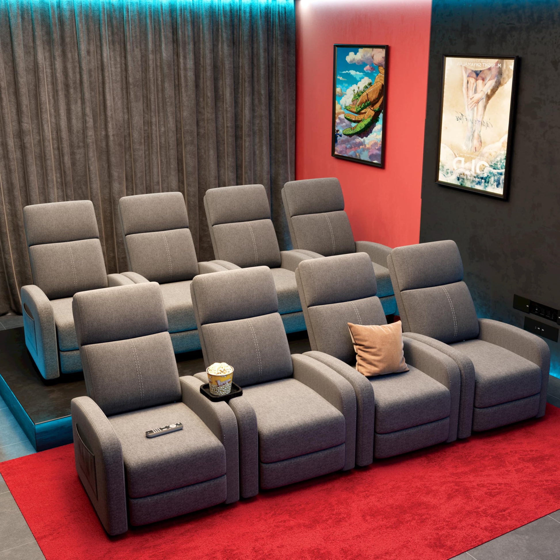 Fauteuil inclinable Garvee pour adultes, ergonomique et réglable, avec poche latérale, dossier haut, larges accoudoirs, assise rembourrée, idéal pour le salon ou la salle de cinéma maison.