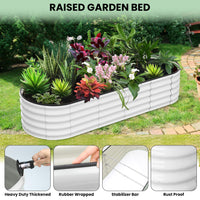Carré de jardin surélevé Garvee, en métal ovale, avec revêtement aluminium-magnésium-zinc, pour le jardin, flexible, robuste, résistant aux intempéries, design moderne