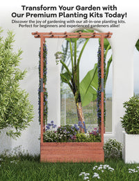Jardinière surélevée Garvee avec treillis, bac à fleurs en bois de 114 cm (45 pouces), toit suspendu, résistante aux intempéries pour terrasse et jardin, autoportante, couleurs naturelles