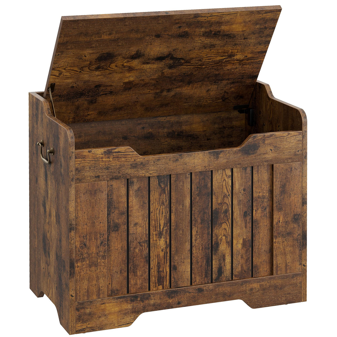 GARVEE Coffre de rangement en bois 63 cm, banc avec charnière de sécurité, supporte 159 kg, MDF durable, pour entrée, salon, chambre, style vintage