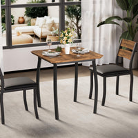 Ensemble de salle à manger Garvee 3 pièces pour 2 personnes avec structure en métal et plateau en MDF, compact, couleurs rétro, idéal pour les petites cuisines et les appartements.