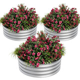 Garvee Bac De Jardin Rond Élevé 3PCS En Acier Galvanisé antirouille Pour Balcon 61 x 3 cm Avec Bord Sécurisé Noir