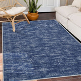 Tapis Garvee lavable en machine, antidérapant, doux et plat, pour salon ou chambre, 160 x 230 cm, bleu