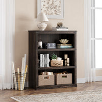 Garvee bibliothèque basse 80 × 31 × 102 cm, 4 niveaux ouverts, finition chêne, style industriel