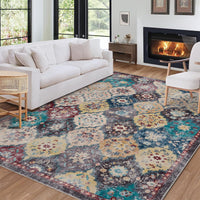 Tapis vintage Garvee grand format 160x230cm, doux, lavable, antidérapant, en polyester, motif bohème, pour salon ou chambre.