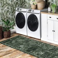 Tapis de couloir antidérapant à poils courts Garvee Boho pour cuisine, entrée, chambre, 80 x 150 cm, vert foncé vintage