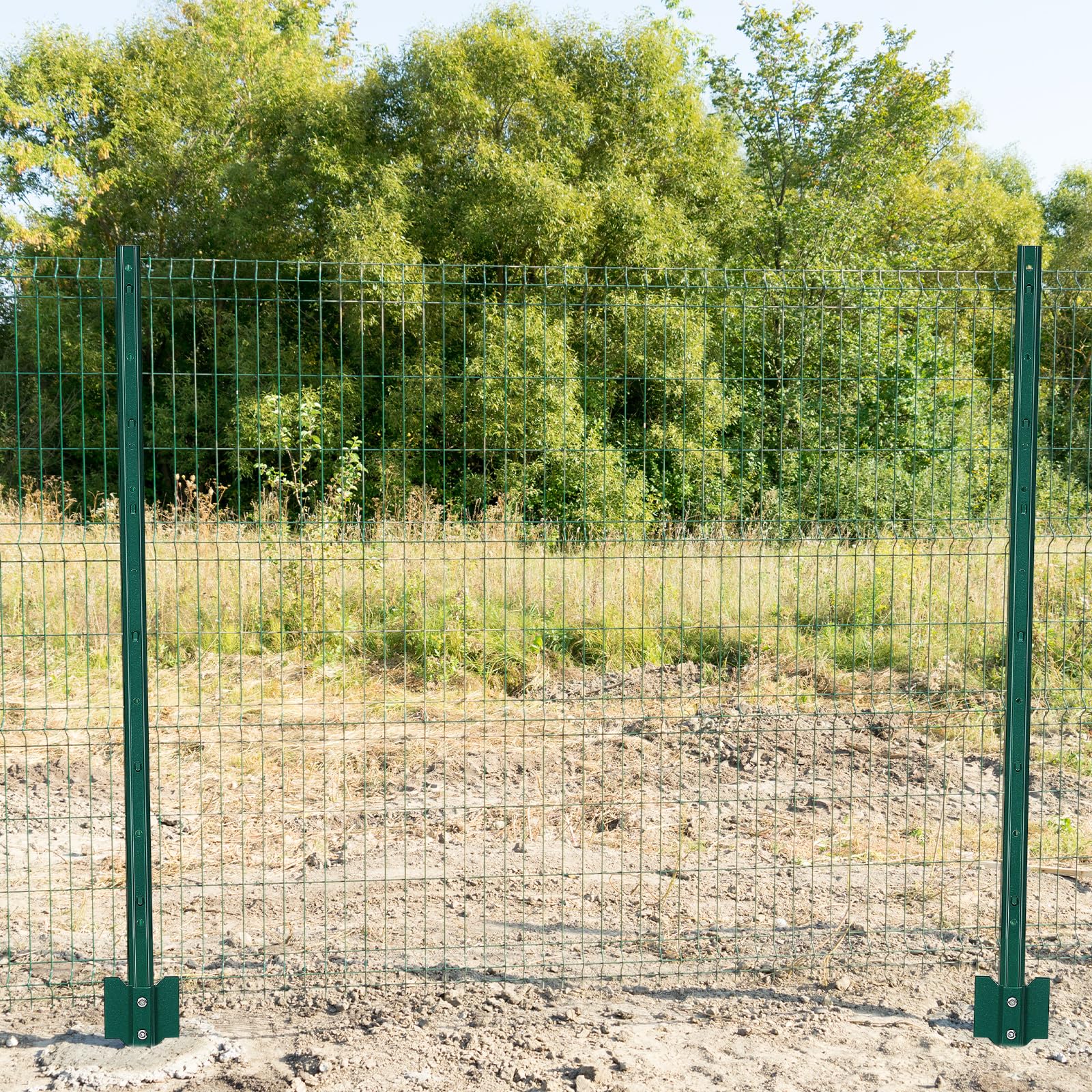 Poteau de clôture métallique Garvee de 91 cm (3 pi) en forme de U, acier robuste, revêtement en poudre vert, pour jardin et cour.