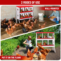 Garvee pondoir pour poules à 6 compartiments avec pieds, collecteur d’œufs automatique en acier galvanisé de 0,7 mm, nichoir avec toit incliné pour volailles, poulailler et ferme, rouge