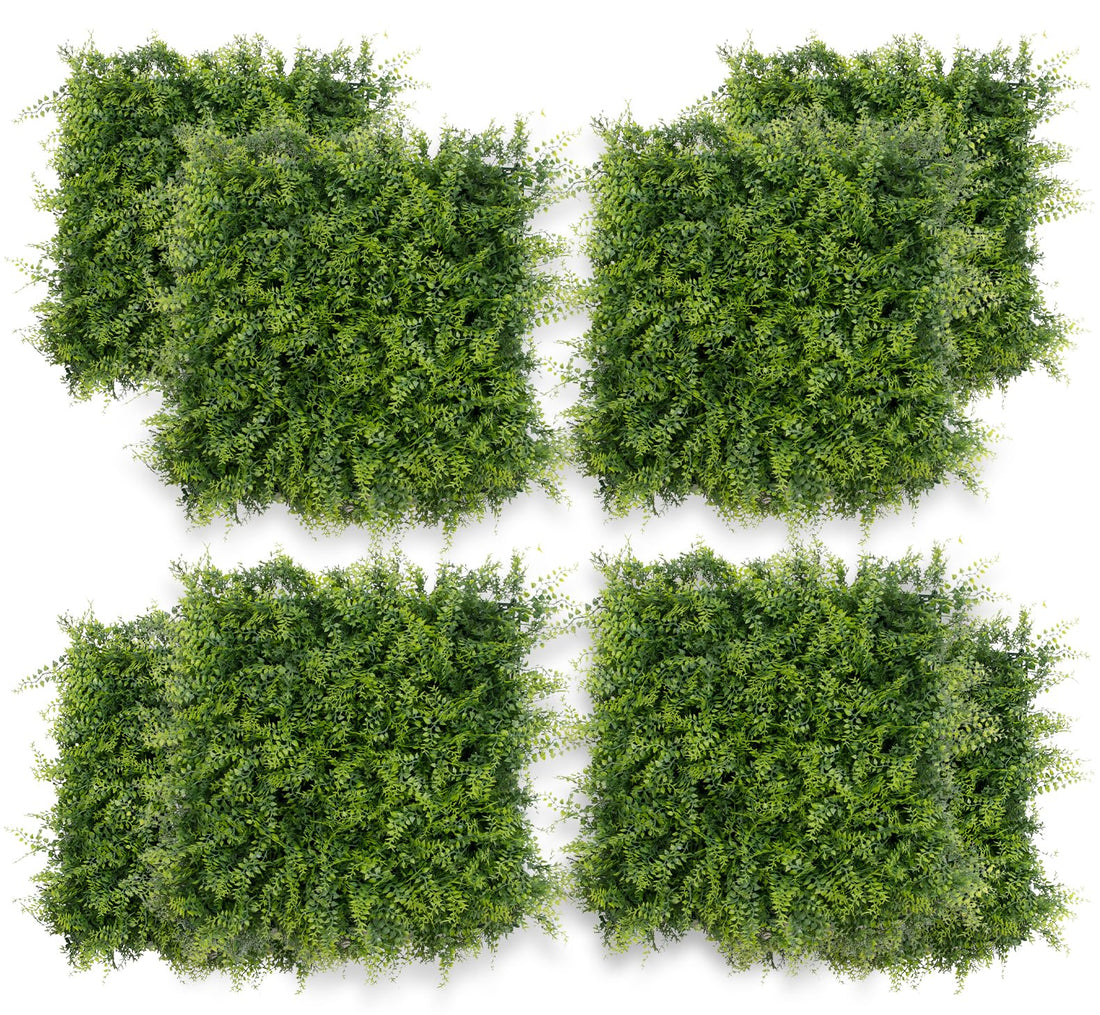 Garvee, ensemble de 12 panneaux muraux en gazon artificiel 50 x 50 cm (20 x 20 po), résistant aux UV, en polyéthylène dense et réaliste, pour jardin et mariage (vert).
