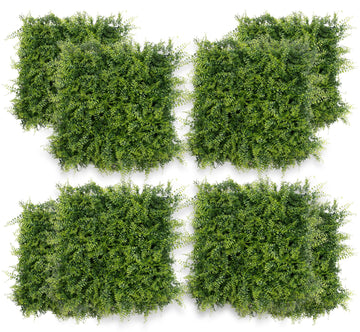 Garvee, ensemble de 12 panneaux muraux en gazon artificiel 50 x 50 cm (20 x 20 po), résistant aux UV, en polyéthylène dense et réaliste, pour jardin et mariage (vert).