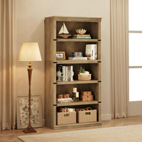 Garvee bibliothèque étroite 116 × 46 × 23 cm, 5 niveaux en MDF et bois, finition grise