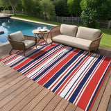 Garvee Tapis Extérieur Étanche 8x10 - Tapis Camping RV en Paille Plastique - Léger, Réversible - Pour Patio, Camping, Balcon, Bleu - Rouge / bleu foncé