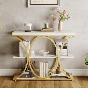 Console Garvee 99 cm (39 po), style industriel, 3 niveaux, structure en métal et bois, moderne, idéale pour le salon, le couloir ou l'entrée, gain de place, noire