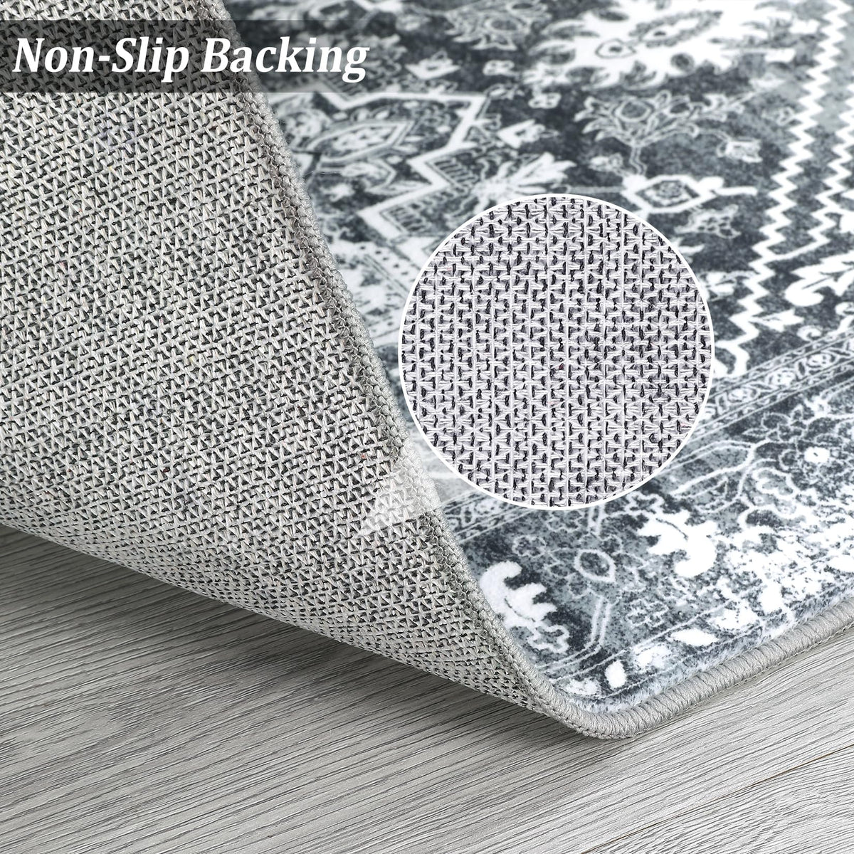 Tapis Garvee Flocons de Neige Médaillon Petite Collection 80x150cm Gris Salon Chambre