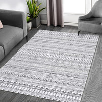 Tapis marocain bohème GARVEE 200x290cm Gris, déperlant, à poils courts, résistant aux taches et à l'huile, lavable, salon et chambre