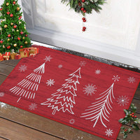 Garvee Christmas Zerbino Tapis de Noël Antidérapant 40x60cm, Motif Sapins de Noël et Flocons de Neige, Polyester, Pour Intérieur et Extérieur