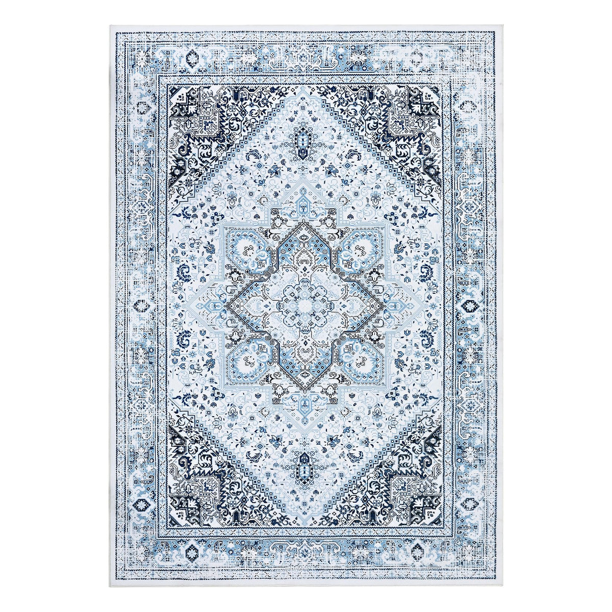 Tapis Adirondack GARVEE, motif oriental, bleu, 80 x 150 cm, pour salon et bureau, facile d'entretien, durable