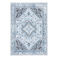 Tapis Adirondack GARVEE, motif oriental, bleu, 80 x 150 cm, pour salon et bureau, facile d'entretien, durable