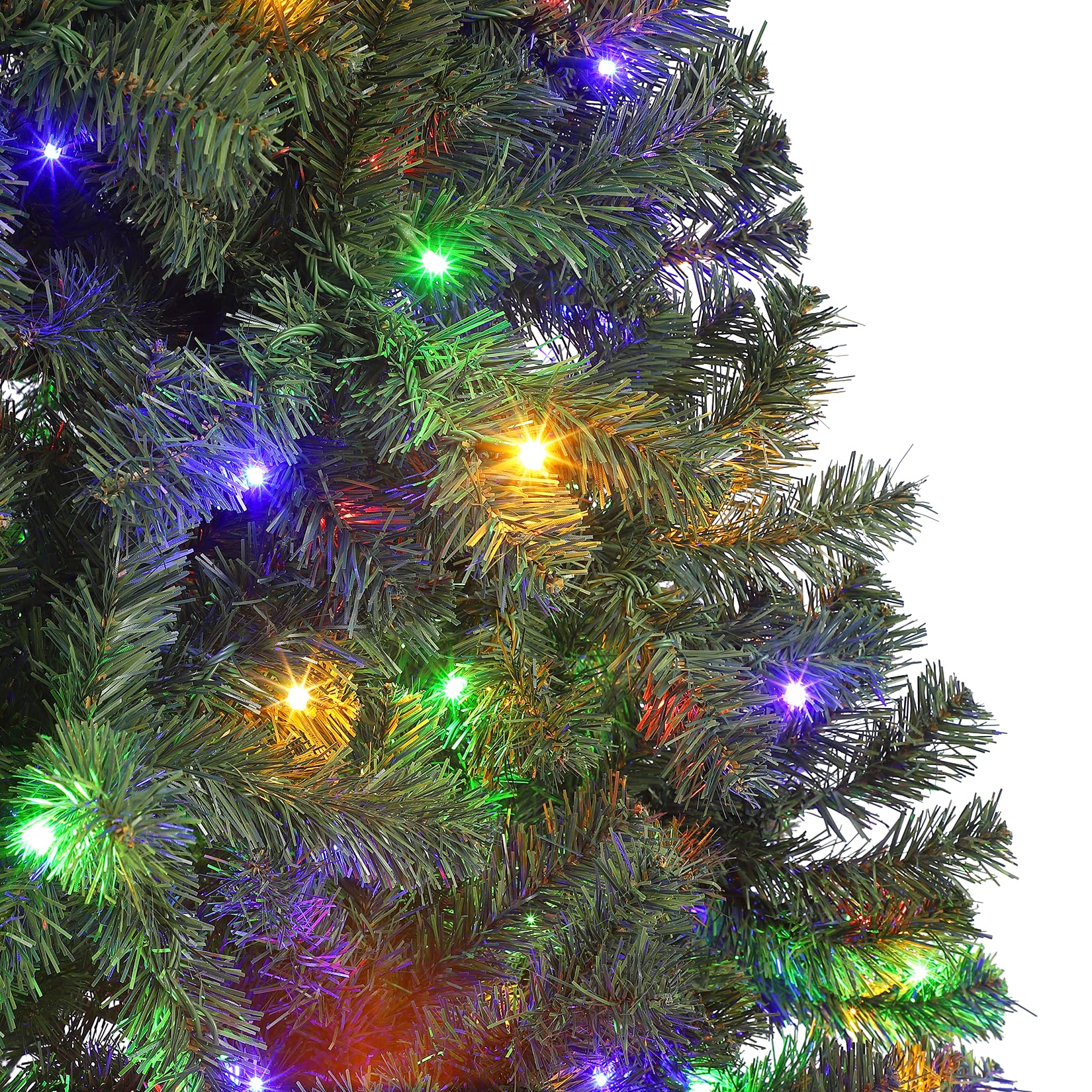 Sapin de Noël artificiel Garvee 180 cm – 250 LED, sapin en PVC, Ø 114 cm, vert, pied en métal