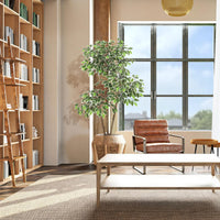 Ficus artificiel Garvee de 1,5 m avec pot haut blanc, tronc ajustable, idéal pour le salon et le bureau, blanc, base stable en terre cuite
